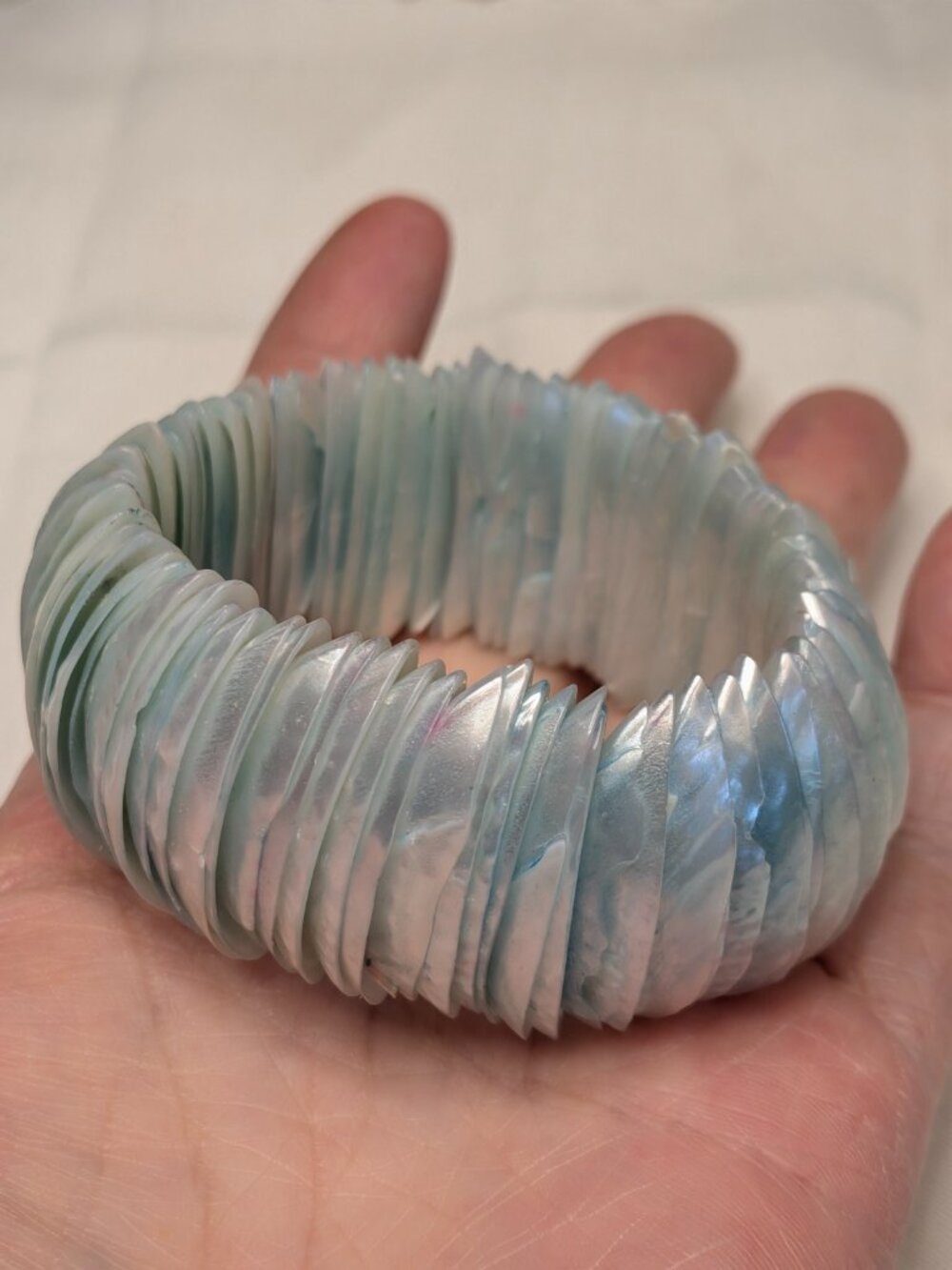Iridescent Pastel Blue Shell Stretch Bracelet